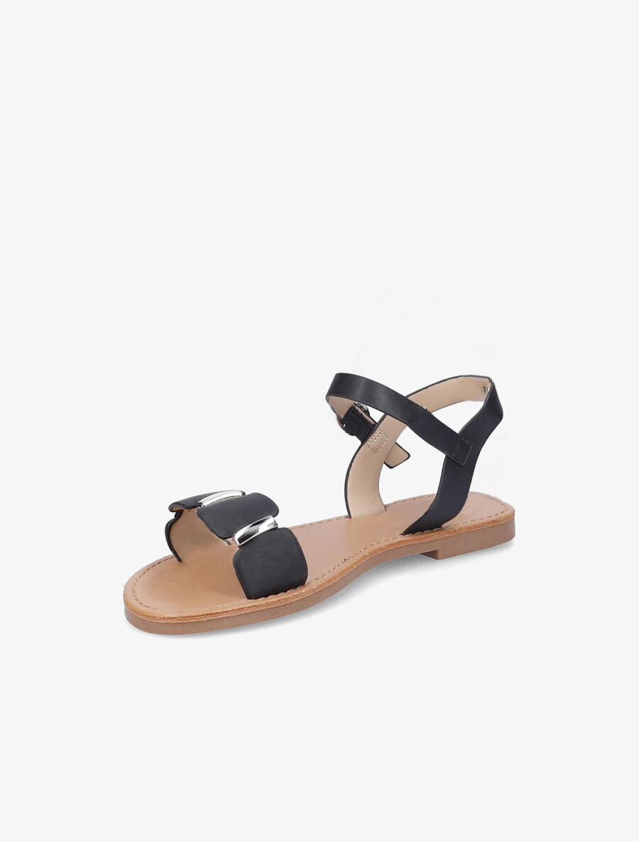 Nu-pieds à ganses stylisées à détail métallique - Noir - 3