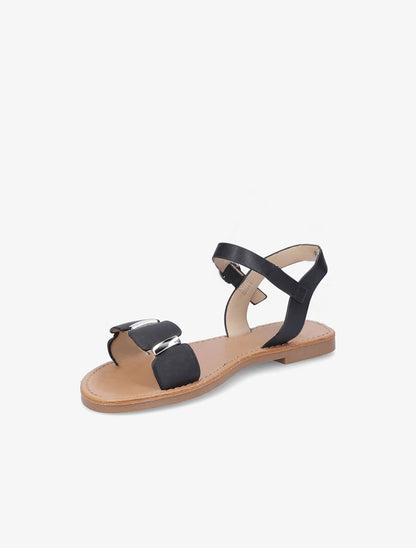 Nu-pieds à ganses stylisées à détail métallique - Noir - 3