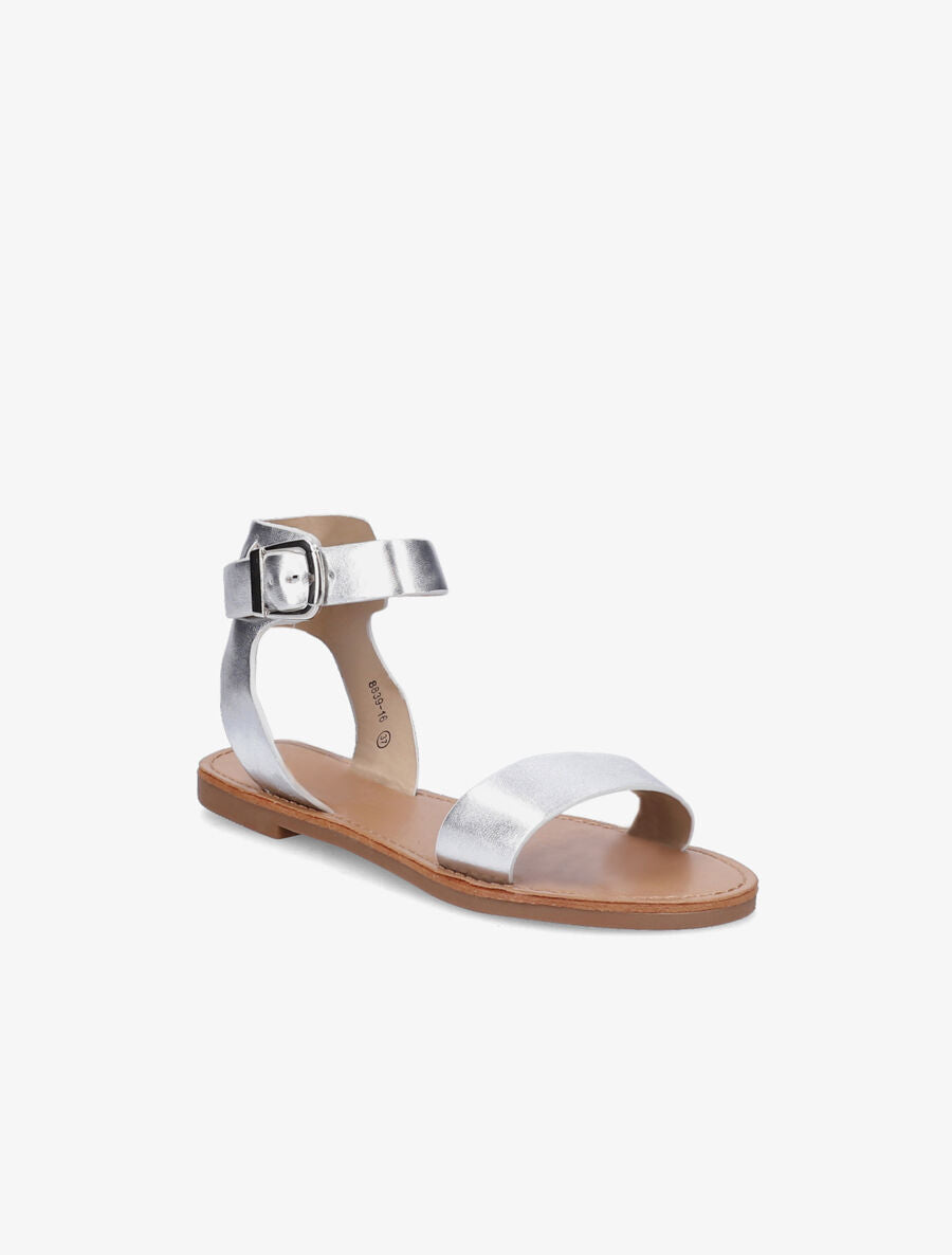 Nu-pieds basiques en simili - Argent - 1