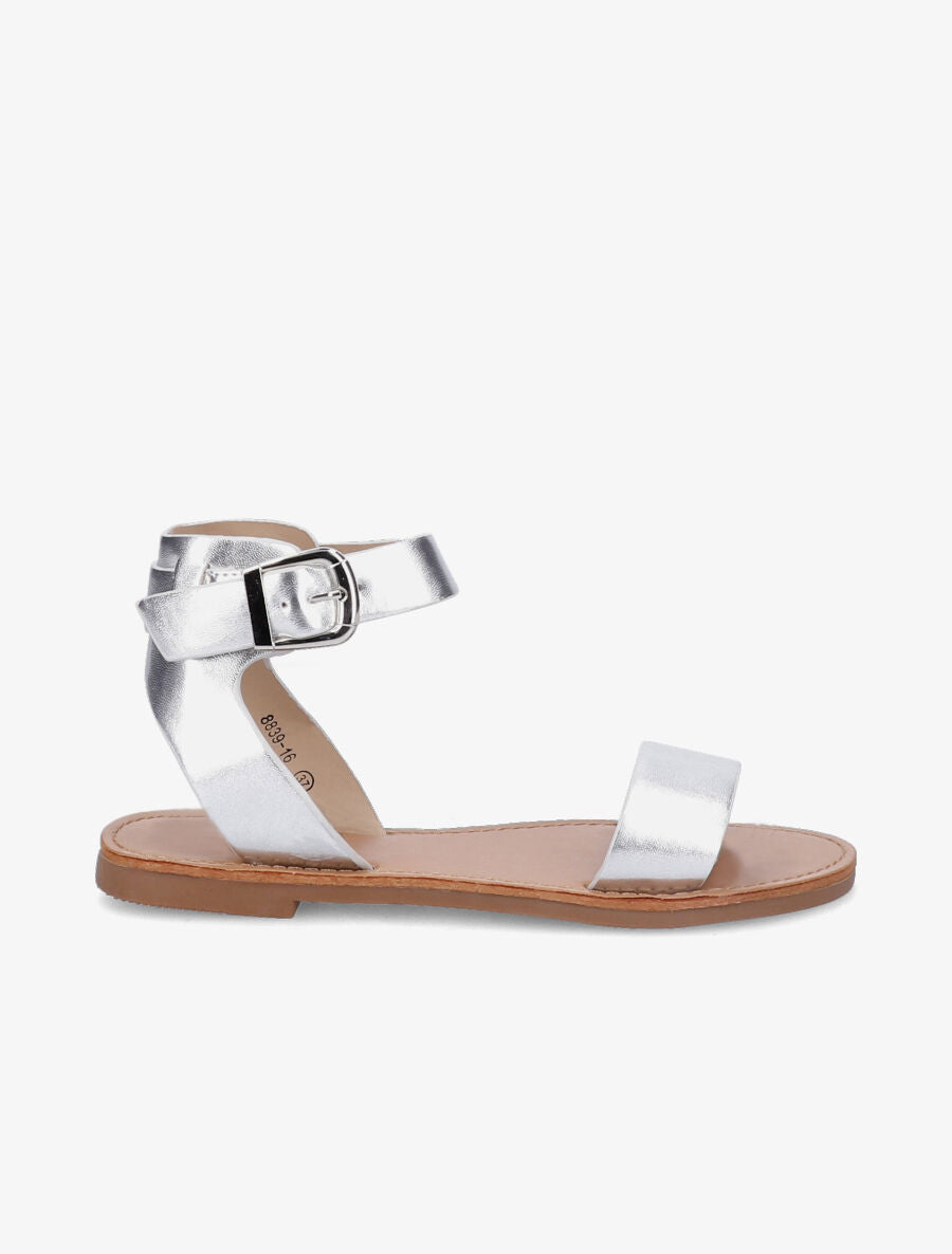 Nu-pieds basiques en simili - Argent - 2