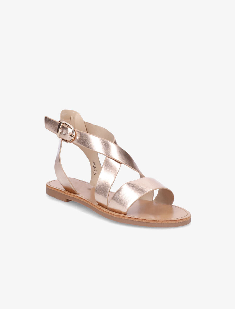Sandales en simili à brides croisées - Rose gold - 1