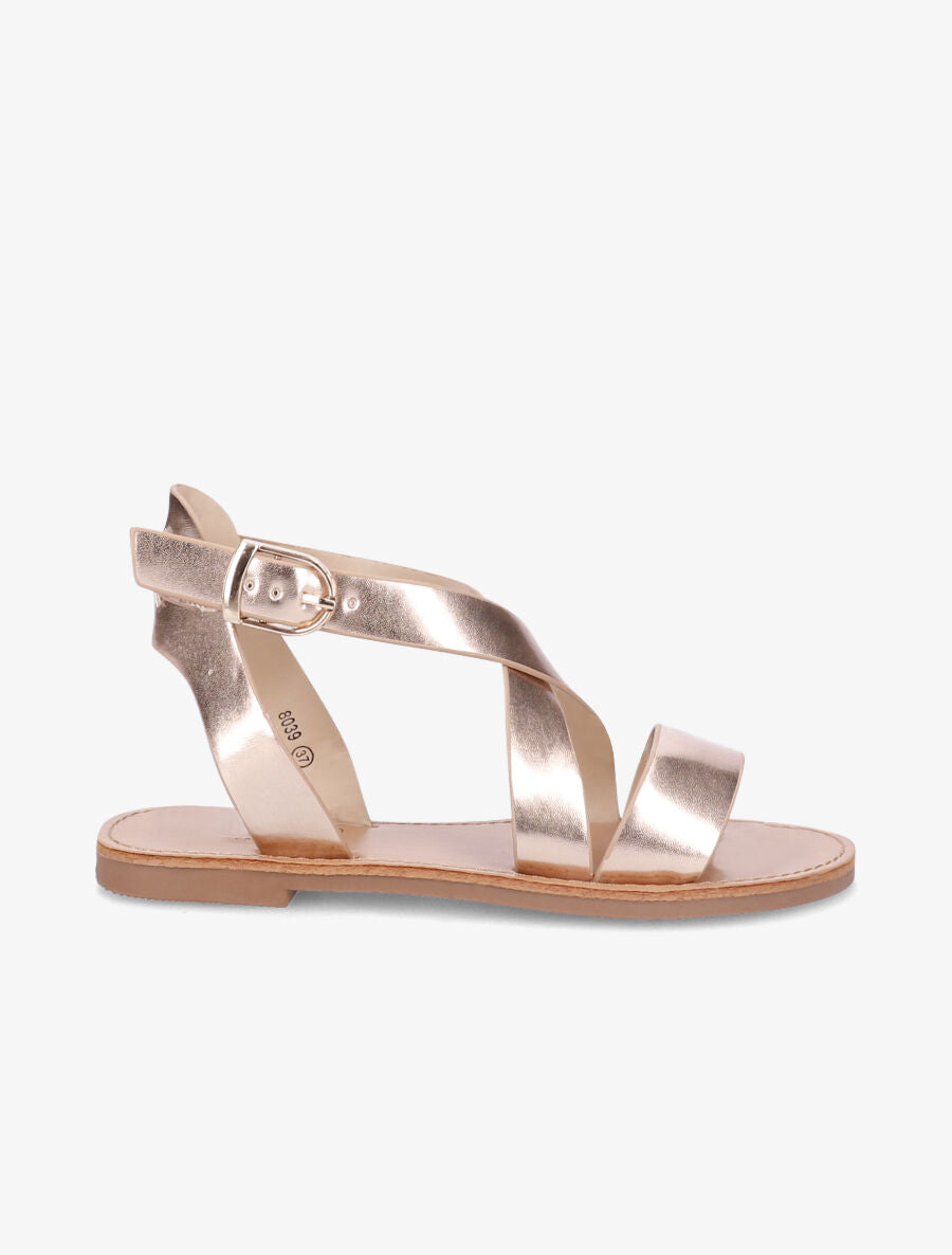 Sandales en simili à brides croisées - Rose gold - 2