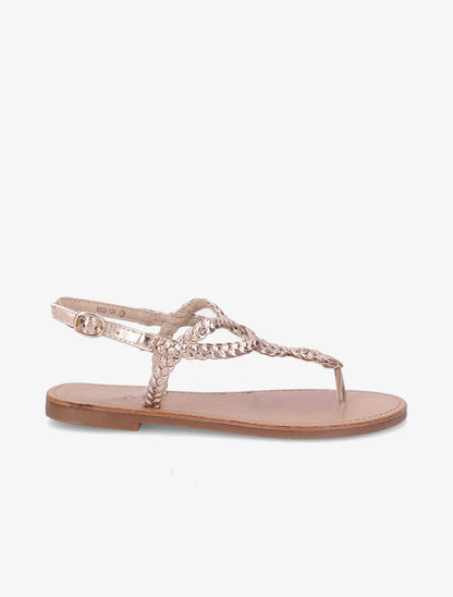 Nu-pieds à bride en T tressée - Rose gold - 2