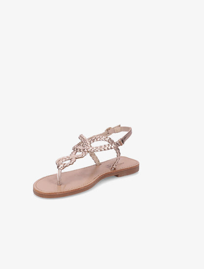 Nu-pieds à bride en T tressée - Rose gold - 3