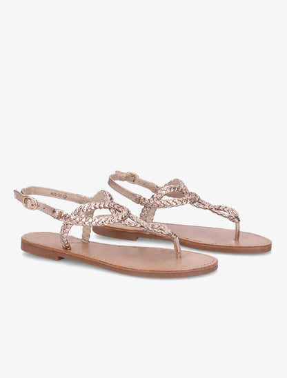 Nu-pieds à bride en T tressée - Rose gold - 4