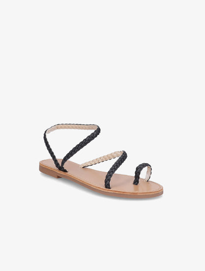 Nu-pieds en simili tressé - Noir - 2