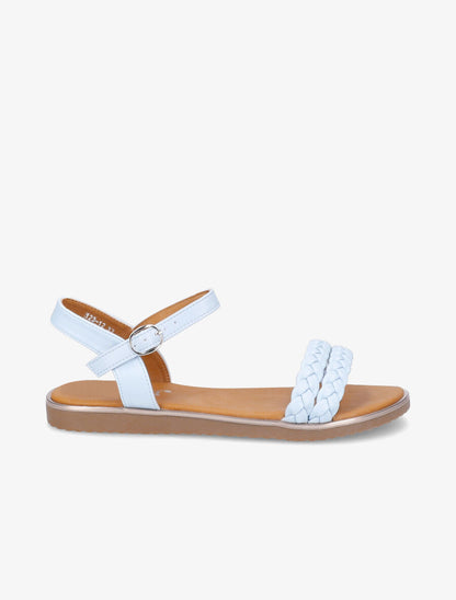 Nu-pieds à double ganses tressées en simili - Bleu - 2