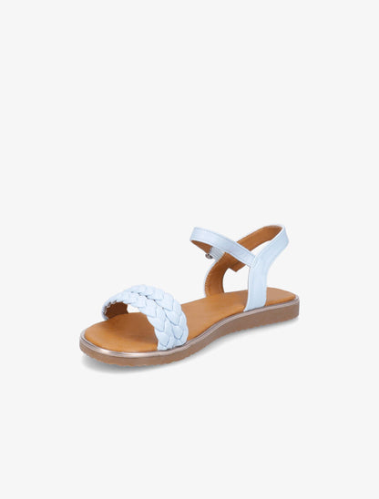 Nu-pieds à double ganses tressées en simili - Bleu - 3