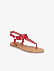 Nu pieds à bride en T effet croco - Rouge - 1