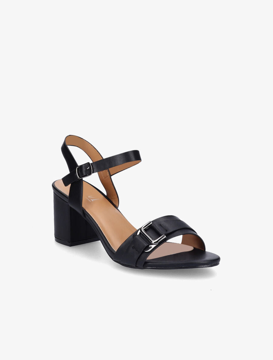 Sandales à talons et brides à boucle métallique - Noir - 2