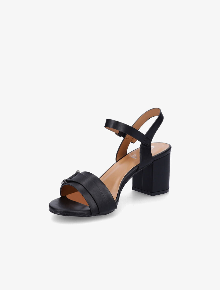 Sandales à talons et brides à boucle métallique - Noir - 3