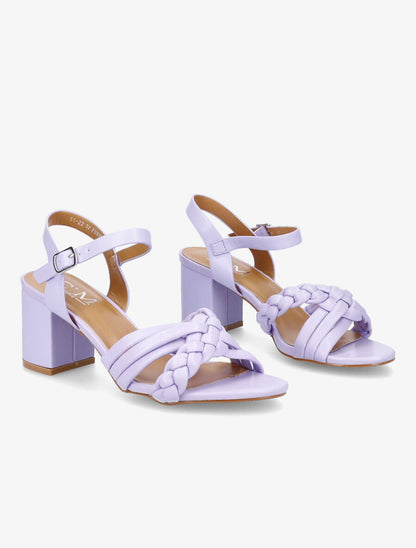 Sandales à talons et brides tressées - Lilas - 4
