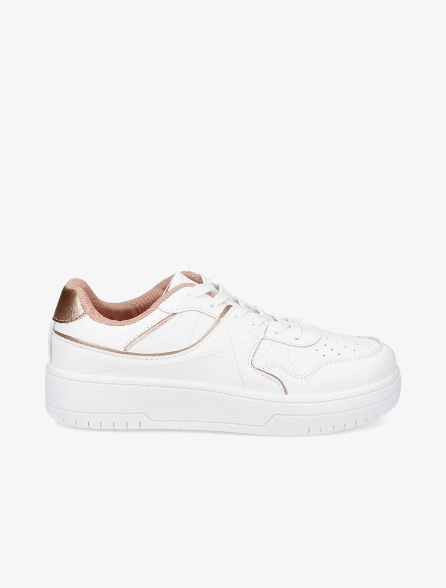 Baskets en simili à contrefort contrastant - Rose gold - 5