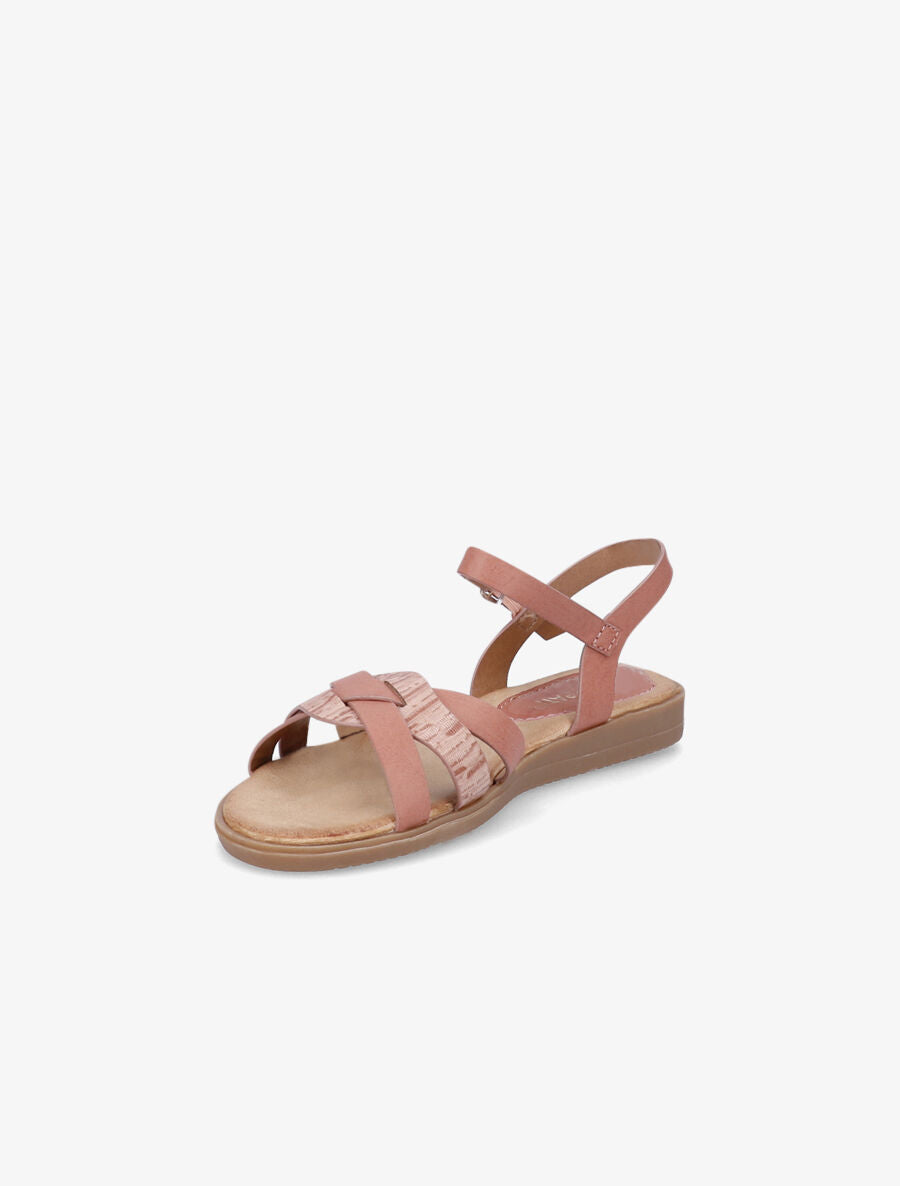 Sandales à brides bi-matière entrelacées - Rose - 2