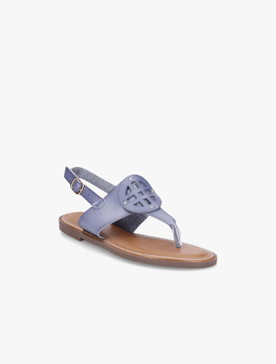 Nu-pieds à bride en T à ornement rond - Bleu - 5