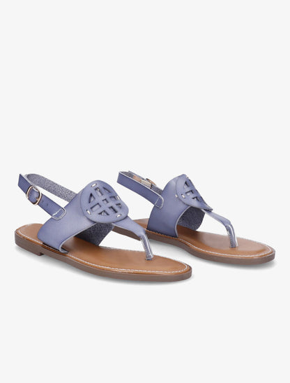 Nu-pieds à bride en T à ornement rond - Bleu - 4