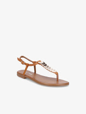 Nu-pieds à bride en T métallique - Camel - 1