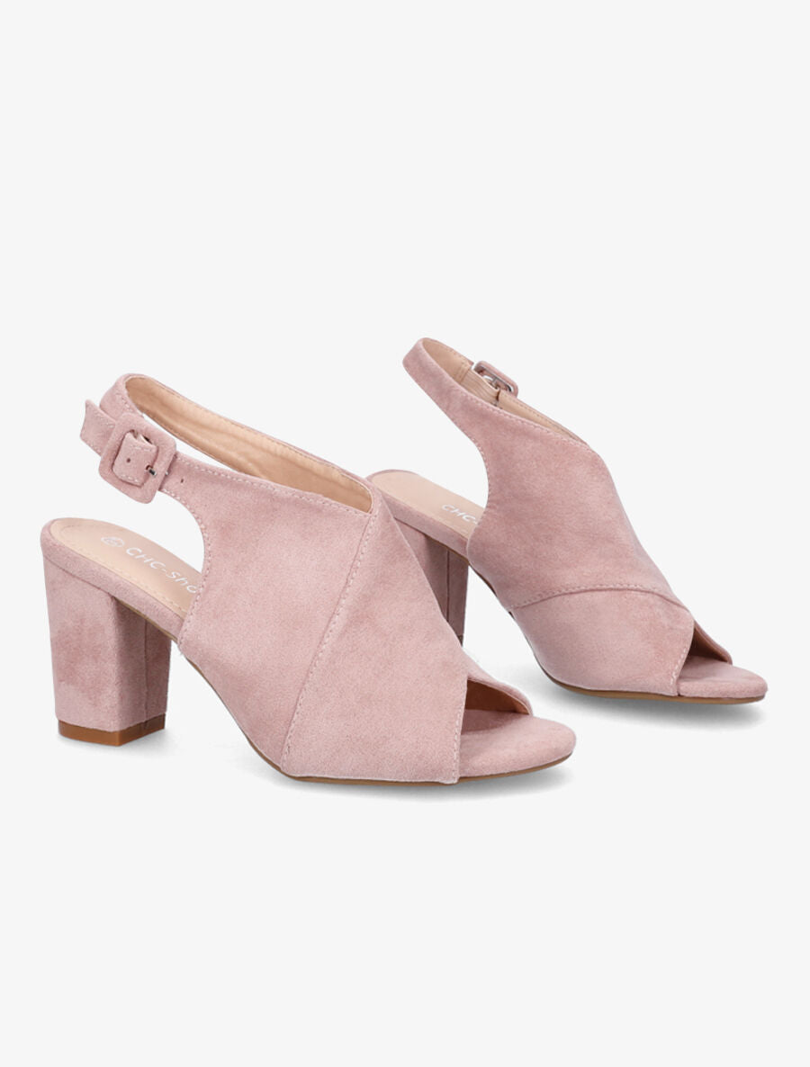 Sandales en suédine à ganses croisées - Rose - 4
