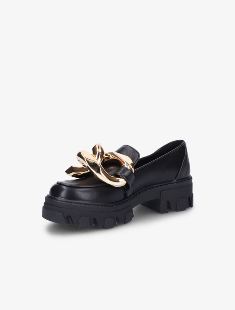Mocassins à double anneaux dorés - Noir - 4
