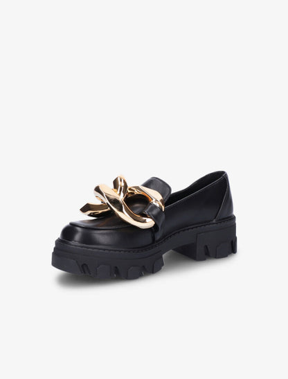 Mocassins à double anneaux dorés - Noir - 4