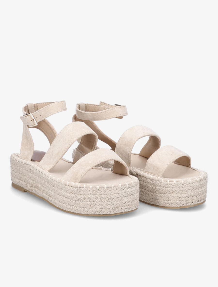 Nu-pieds en suédine à double ganses - Beige - 4