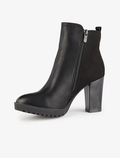 Bottines montantes bimatière - Noir - 3