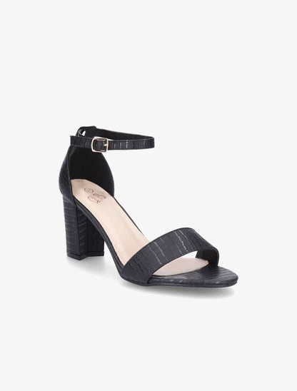 Sandales en simili mat effet croco - Noir - 2