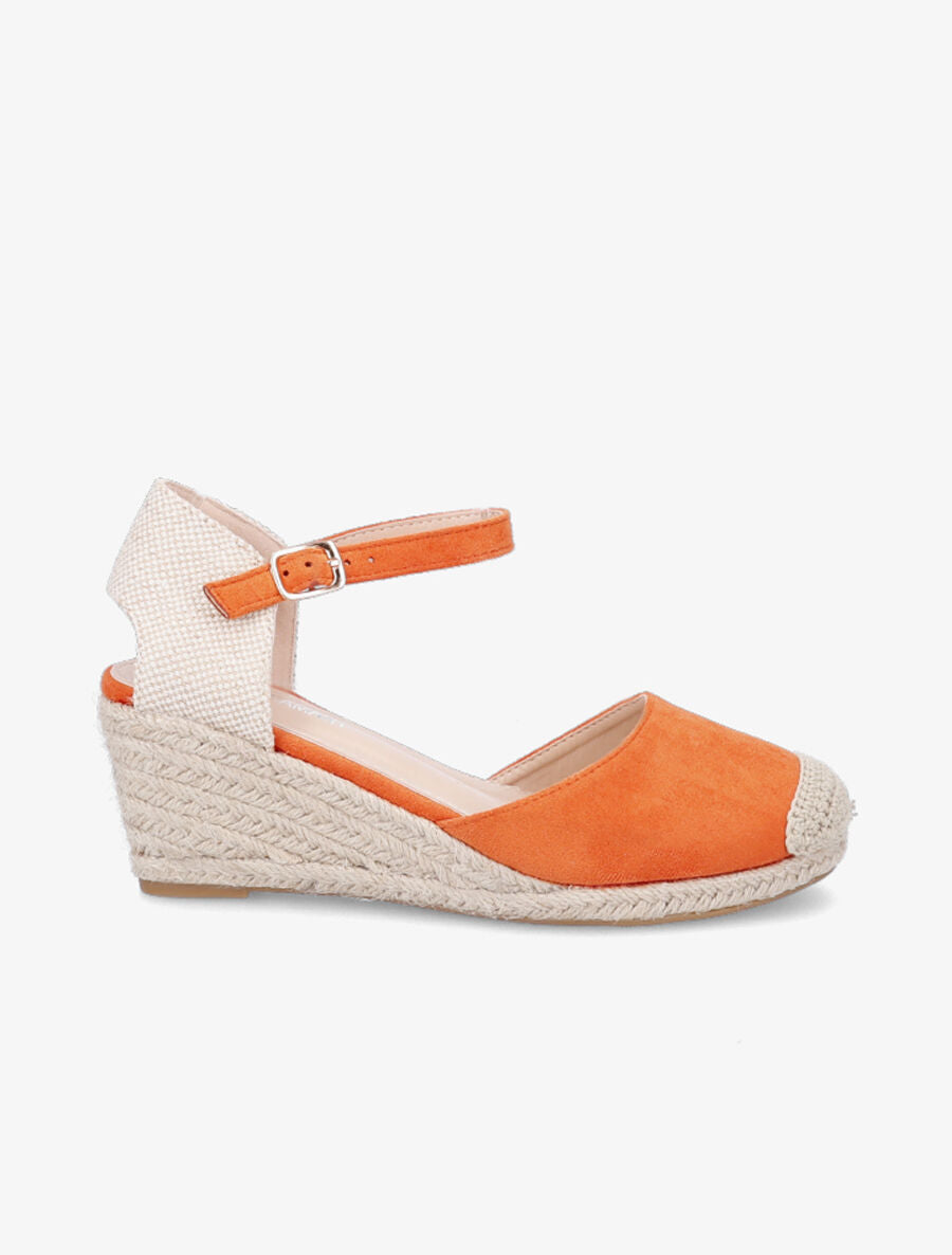 Espadrilles compensées en suédine - Orange - 5