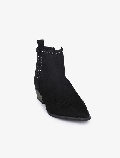 Bottines plates fendues à détail clouté - Noir - 3