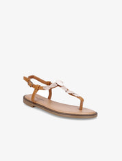 Nu-pieds à médailles style feuilles - Camel - 5
