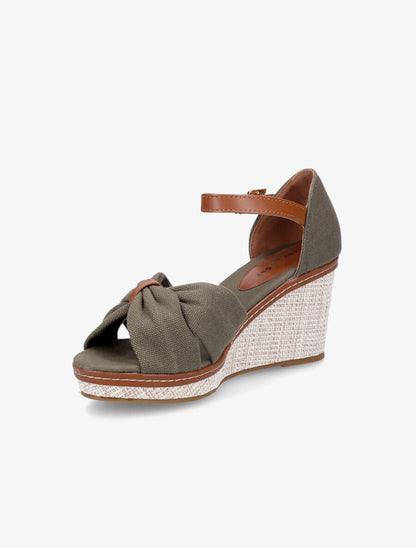 Sandales compensées à ganse style noeud - Kaki - 3