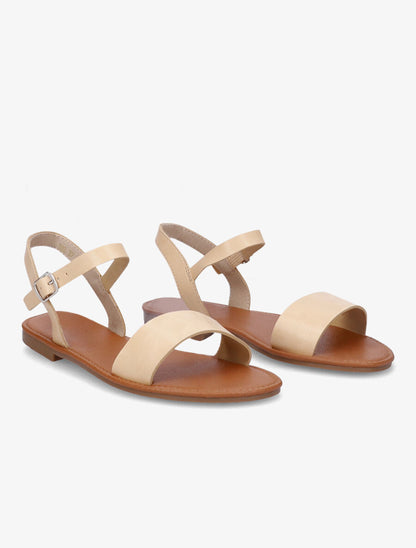 Nu-pieds basiques en simili - Beige - 4