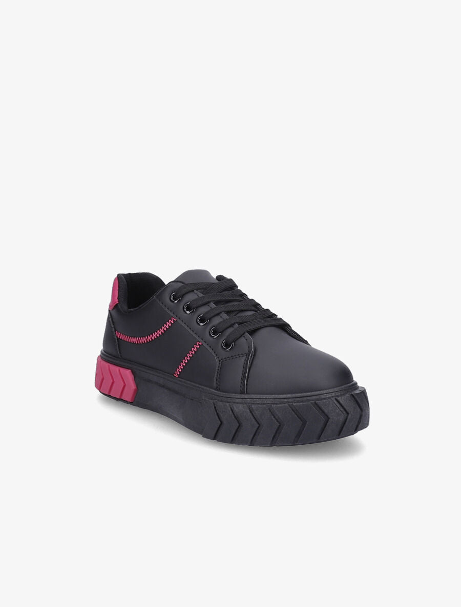 Sneakers à plateforme graphique - Noir/fushia - 2
