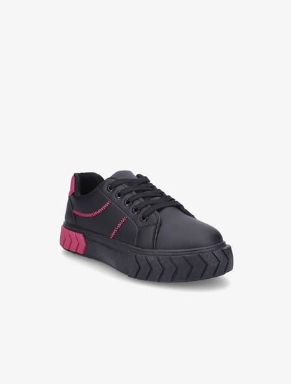 Sneakers à plateforme graphique - Noir/fushia - 2