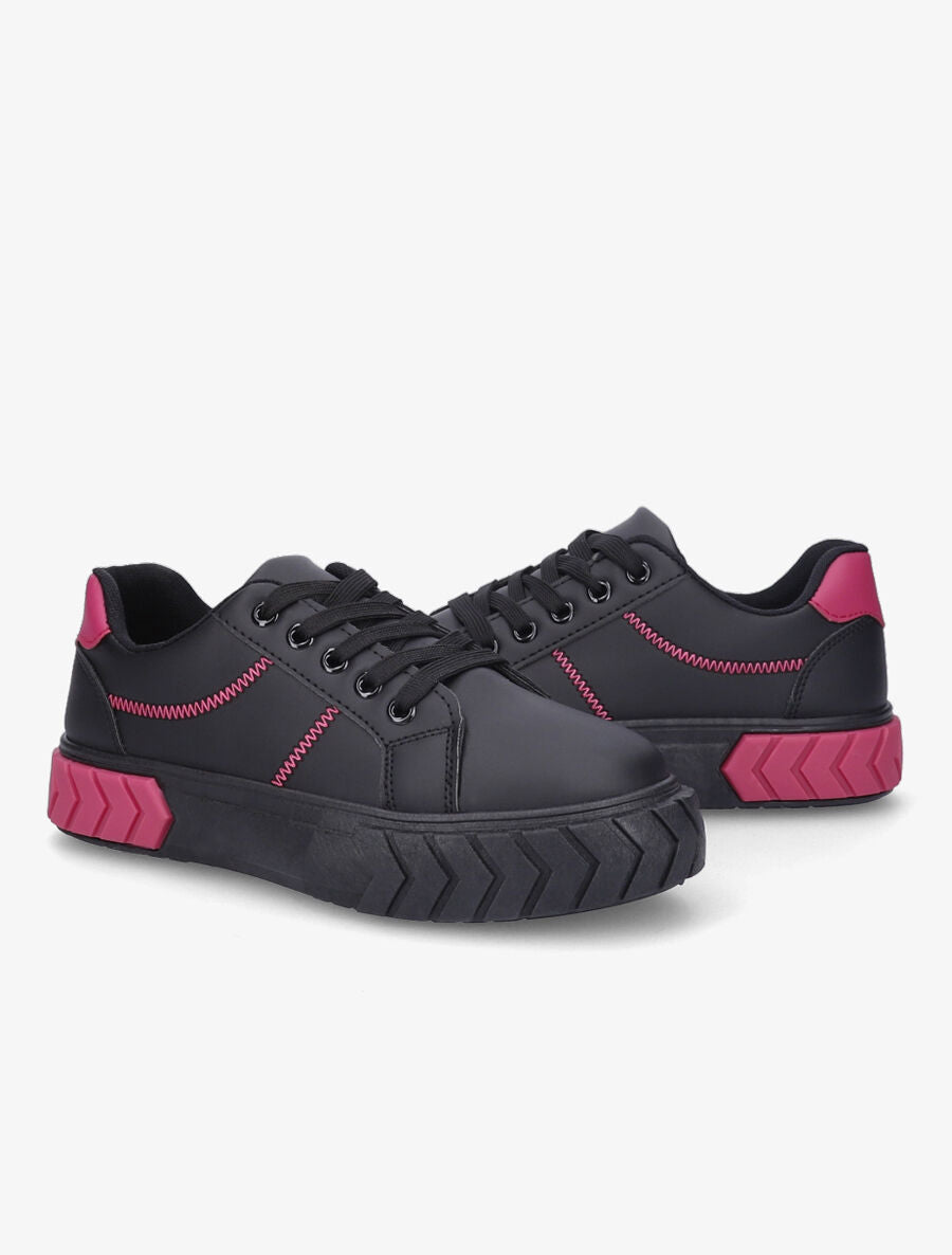 Sneakers à plateforme graphique - Noir/fushia - 4
