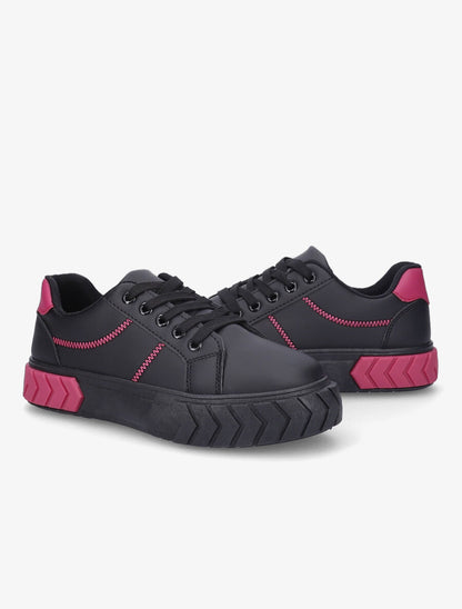 Sneakers à plateforme graphique - Noir/fushia - 4
