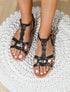 Nu-pieds en simili à bride irisée et effet python - Noir - 1
