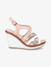 Sandales compensées à brides entrelacées - Rose - 5