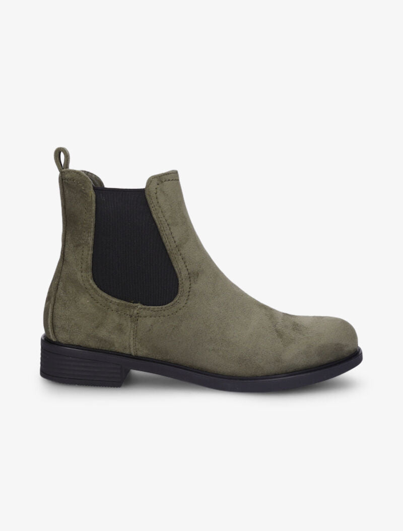 Bottines en suédine à chevilles élastiquées - Kaki - 5