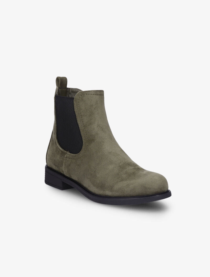 Bottines en suédine à chevilles élastiquées - Kaki - 2