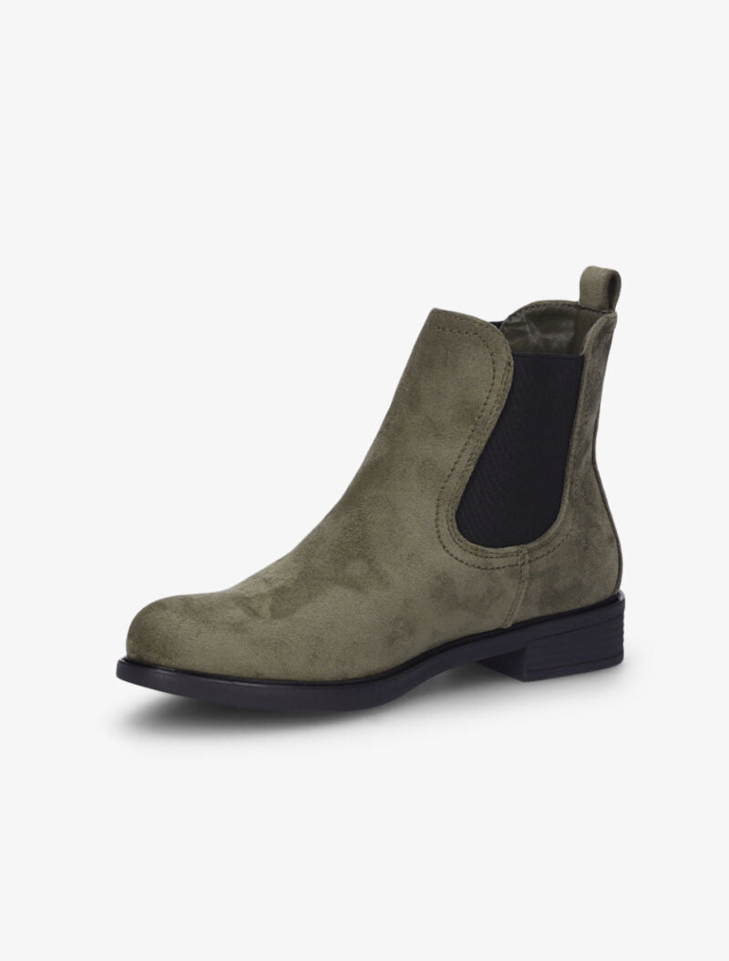 Bottines en suédine à chevilles élastiquées - Kaki - 4