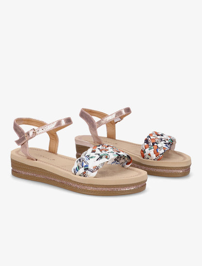 Nu-pieds tressés bi-matière à strass - Rose gold - 4