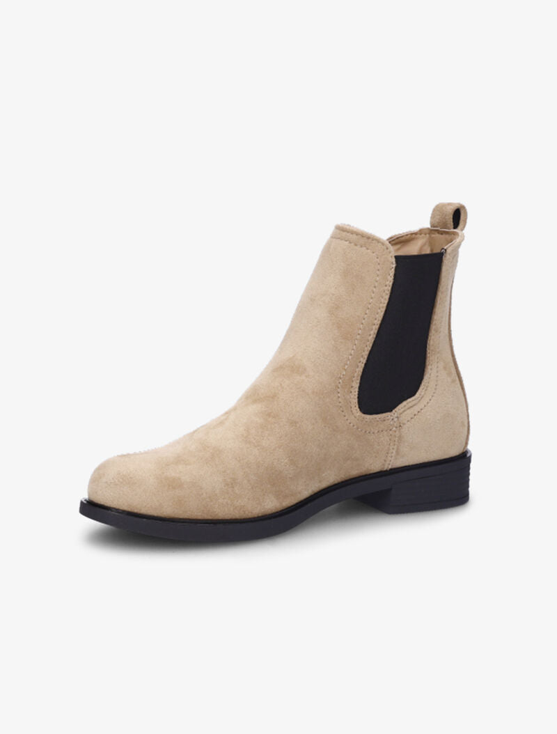 Bottines en suédine à chevilles élastiquées - Beige - 3