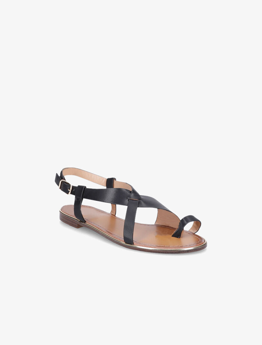 Nu-pieds en simili à entredoigt - Noir - 2