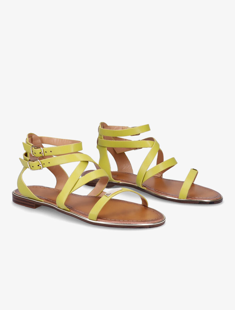 Nu-pieds à double brides et empiècement métallique - Vert olive - 4