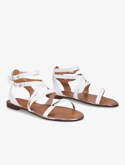 Nu-pieds à double brides et empiècement métallique - Blanc - 5