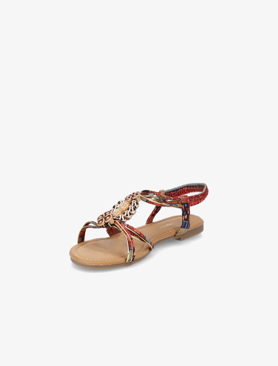 Nu-pieds imprimés à empiècements en bois - Bordeaux - 4