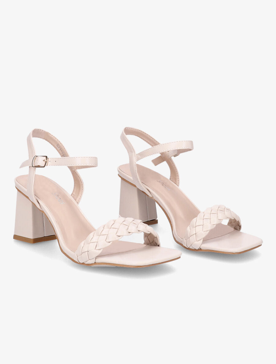 Sandales tressées à bout carré - Beige - 4