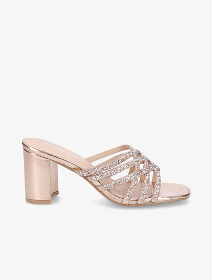 Mules à brides croisées et strassées - Champagne - 1