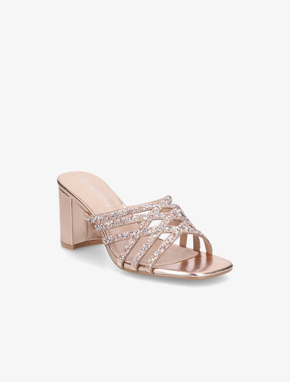 Mules à brides croisées et strassées - Champagne - 2